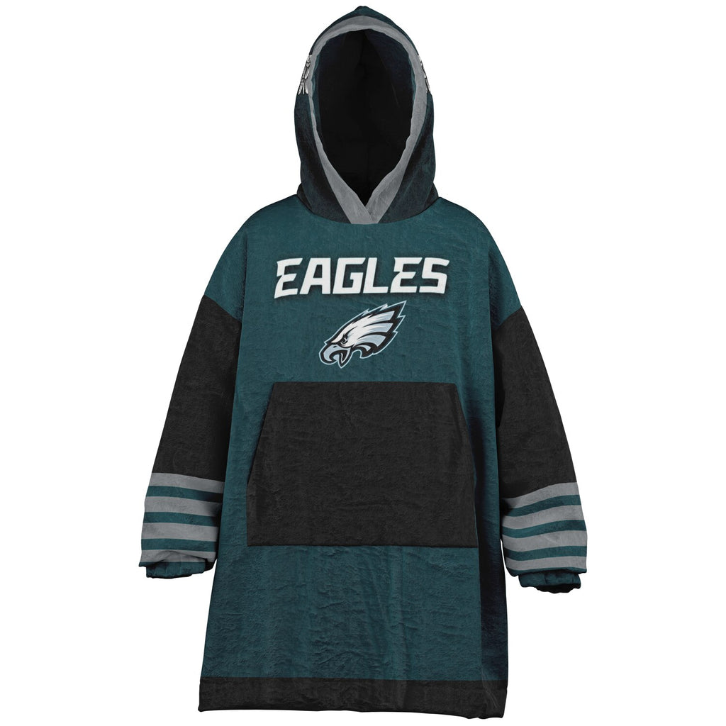 Youth  Eagles Reversible Cozy Cuddle Hoodie Eagles, 2 in 1, Green & Black Hooded Blanket for Young Fans copy