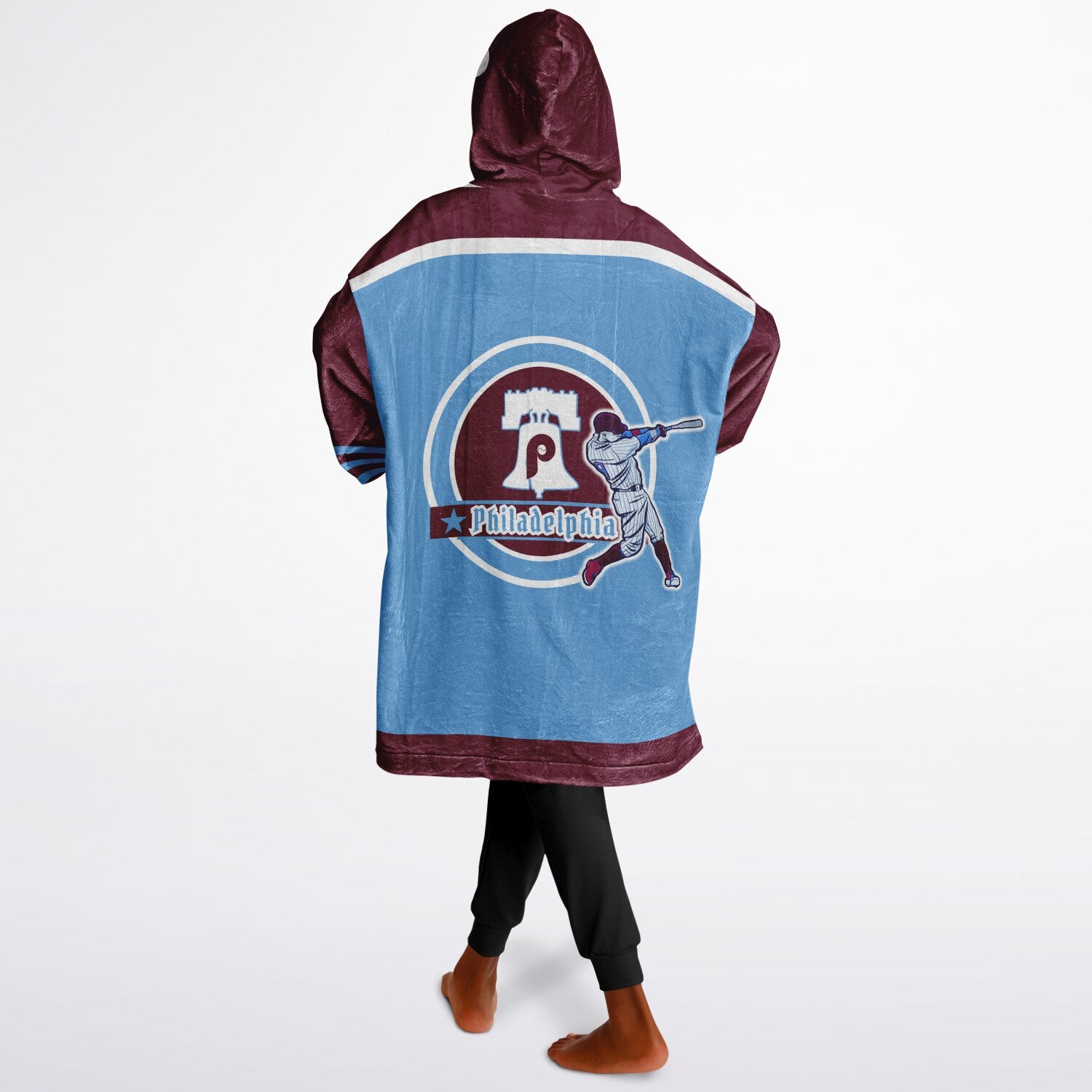 Youth Phillies Retro Light Blue Game Day Lounge Hoodie Great Gift for Young Fans
