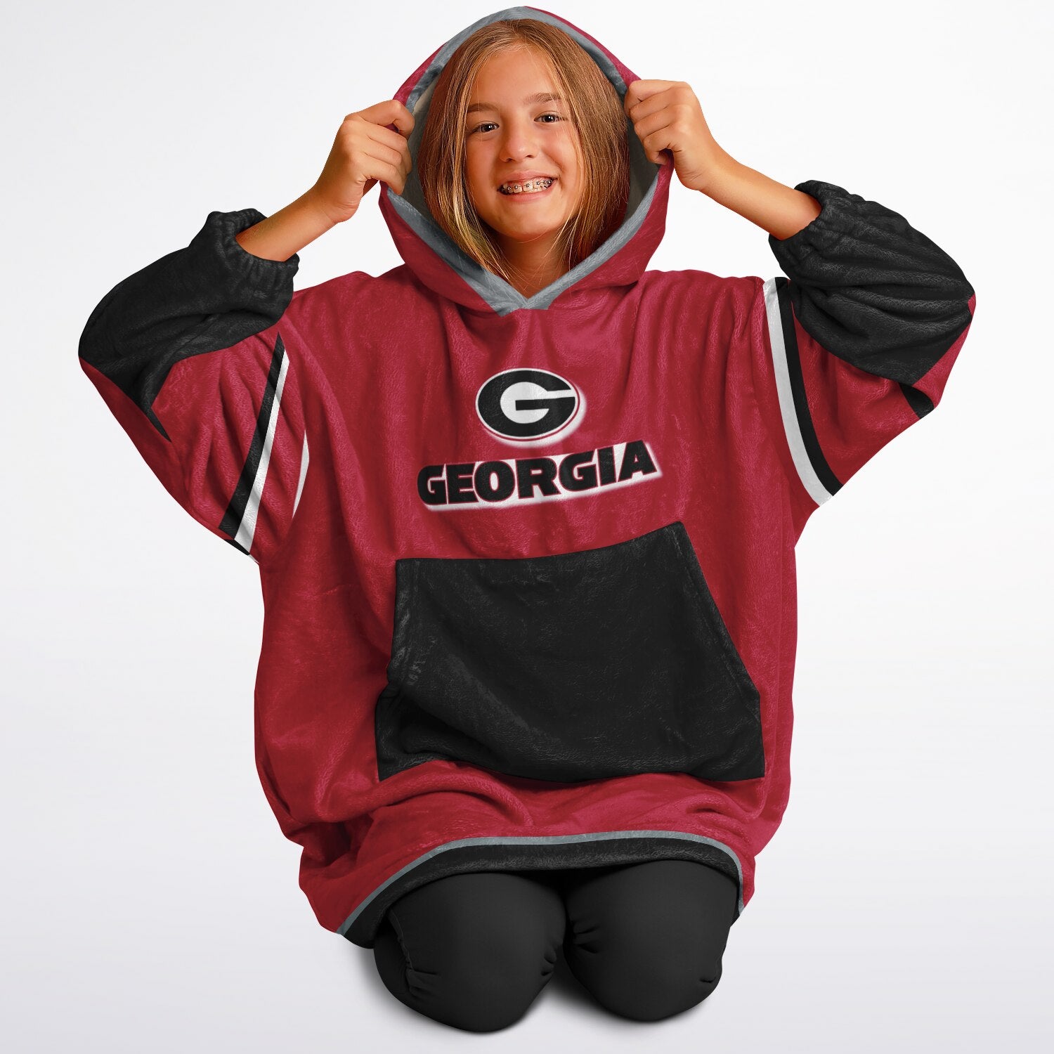 Youth Georgia Bulldogs Red Oversize Game Day Lounge Hoodie
