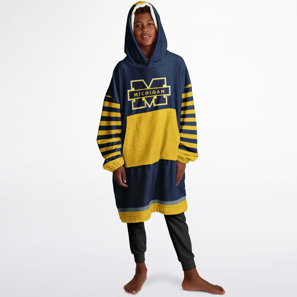 Youth Michigan Blue & Maize Oversize Game Day Lounge Hoodie