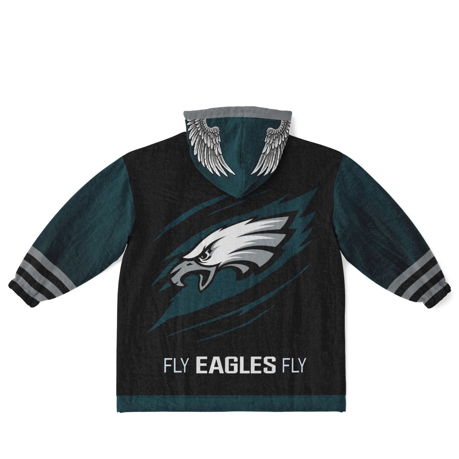 Youth  Eagles Reversible Cozy Cuddle Hoodie Eagles, 2 in 1, Green & Black Hooded Blanket for Young Fans copy