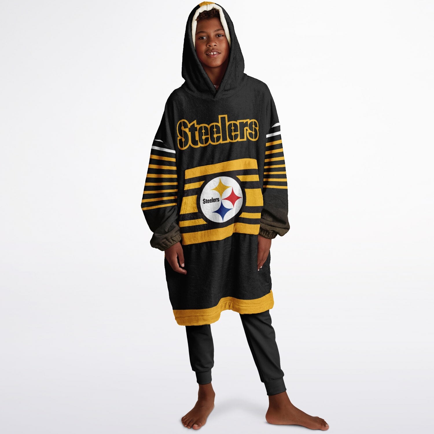 Youth Pittsburgh Steelers  Black Oversize Game Day Lounge Hoodie