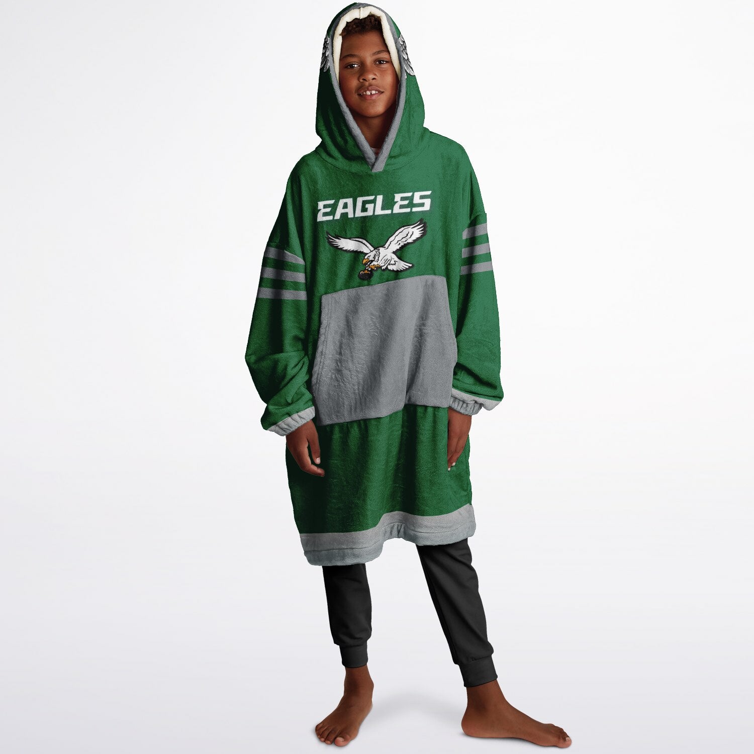 Youth Eagles Retro Kelly Green Game Day Lounge Hoodie