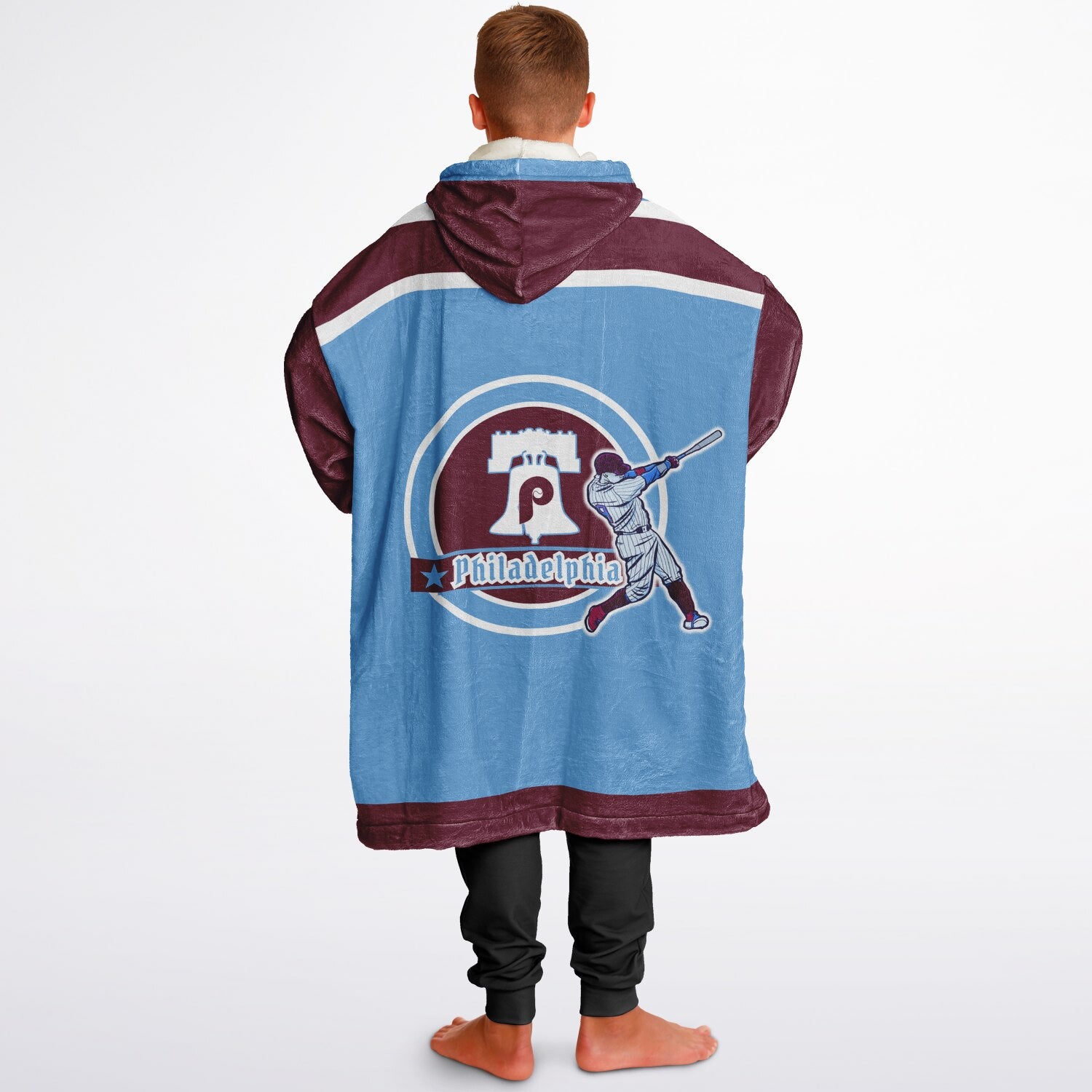 Youth Phillies Retro Light Blue Game Day Lounge Hoodie Great Gift for Young Fans