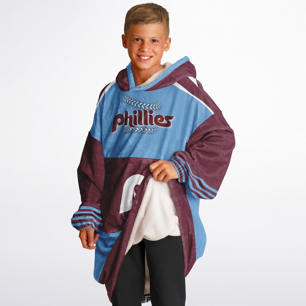 Youth Phillies Retro Light Blue Game Day Lounge Hoodie Great Gift for Young Fans