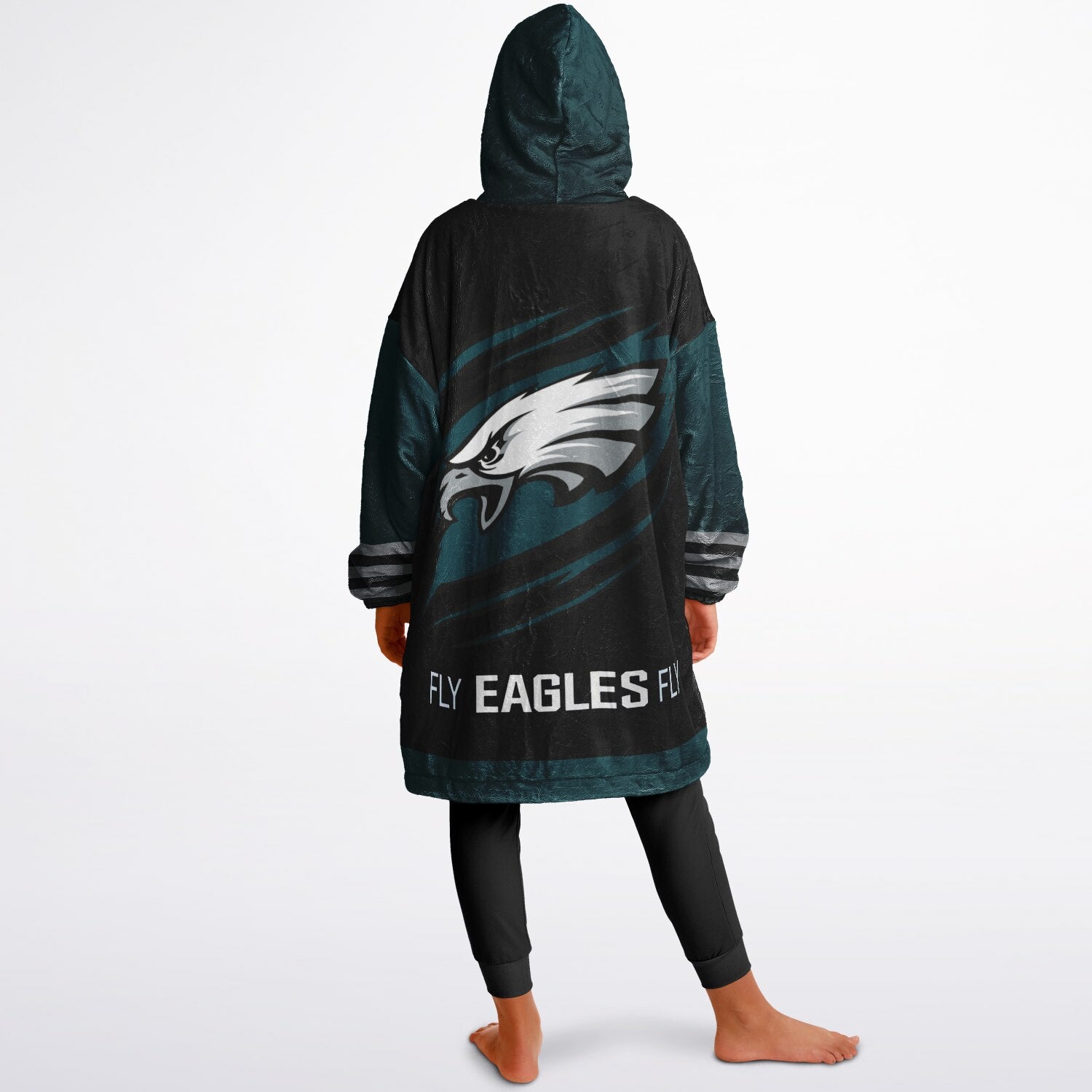 Youth  Eagles Reversible Cozy Cuddle Hoodie Eagles, 2 in 1, Green & Black Hooded Blanket for Young Fans copy