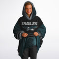 Youth  Eagles Reversible Cozy Cuddle Hoodie Eagles, 2 in 1, Green & Black Hooded Blanket for Young Fans copy