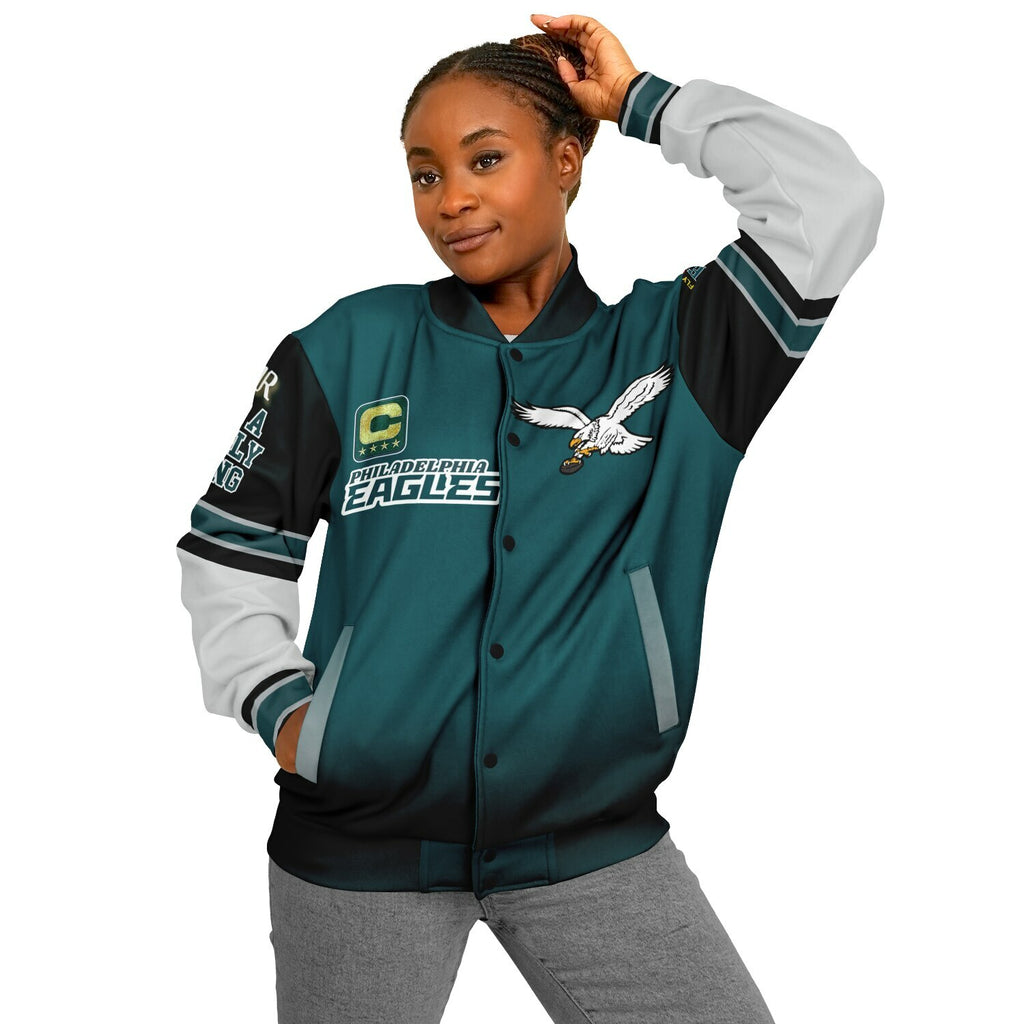 Eagles Super Bowl Edition Midnight Green White Eagle Helmet Varsity Jacket