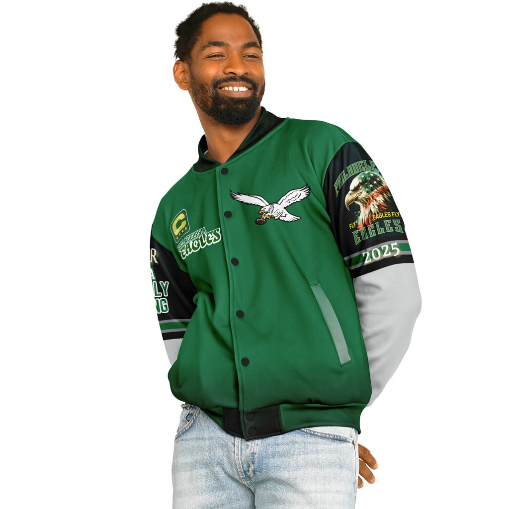 Eagles Super Bowl Edition Kelly Green White Eagle Helmet Varsity Jacket