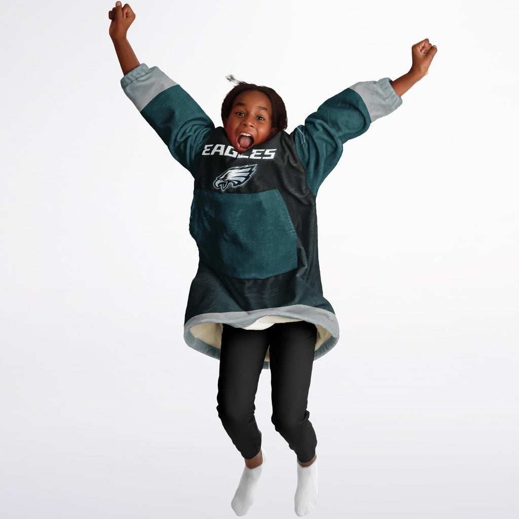 Youth Eagles  Black & Green Sleeves Design Cuddle Hoodie Great Gift for Young Fans copy