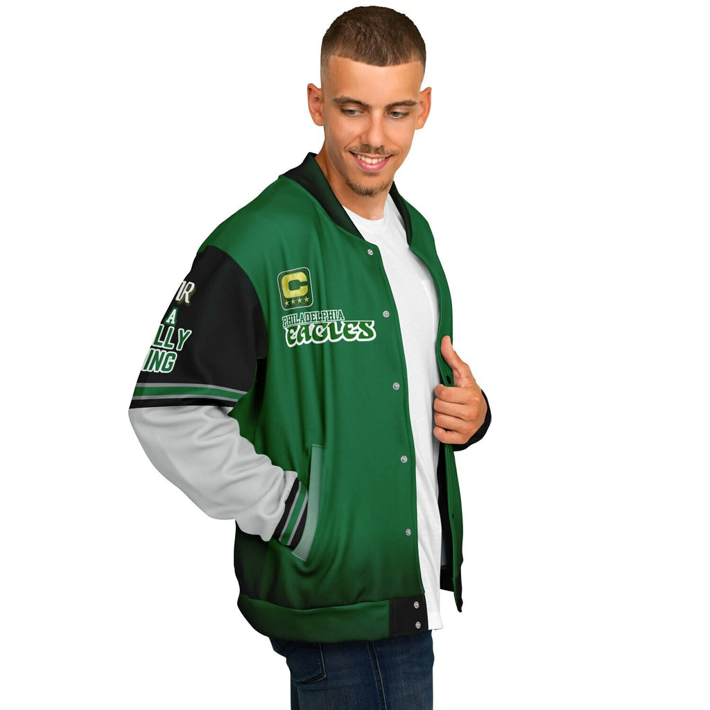 Eagles Super Bowl Edition Kelly Green White Eagle Helmet Varsity Jacket