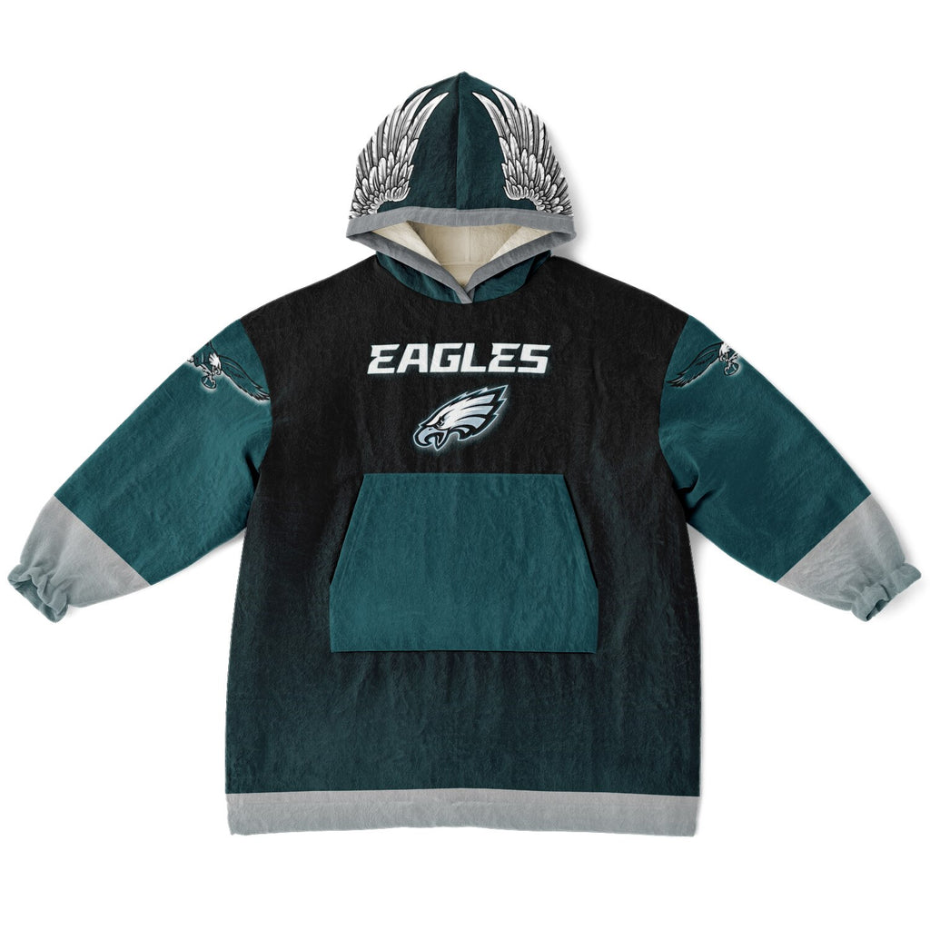 Youth Eagles  Black & Green Sleeves Design Cuddle Hoodie Great Gift for Young Fans copy