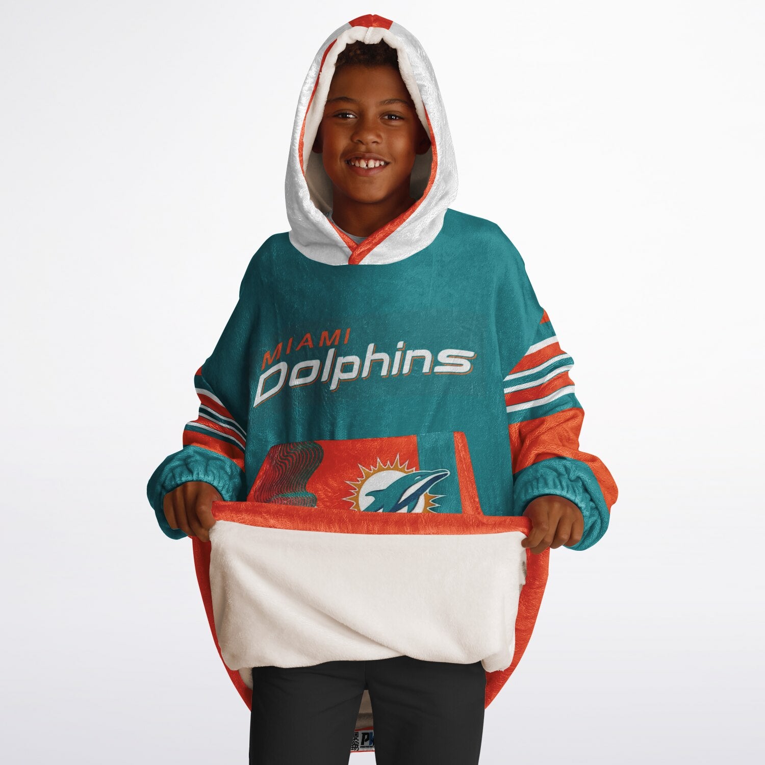 Youth Miami Dolphins Aqua Oversize Game Day Lounge Hoodie