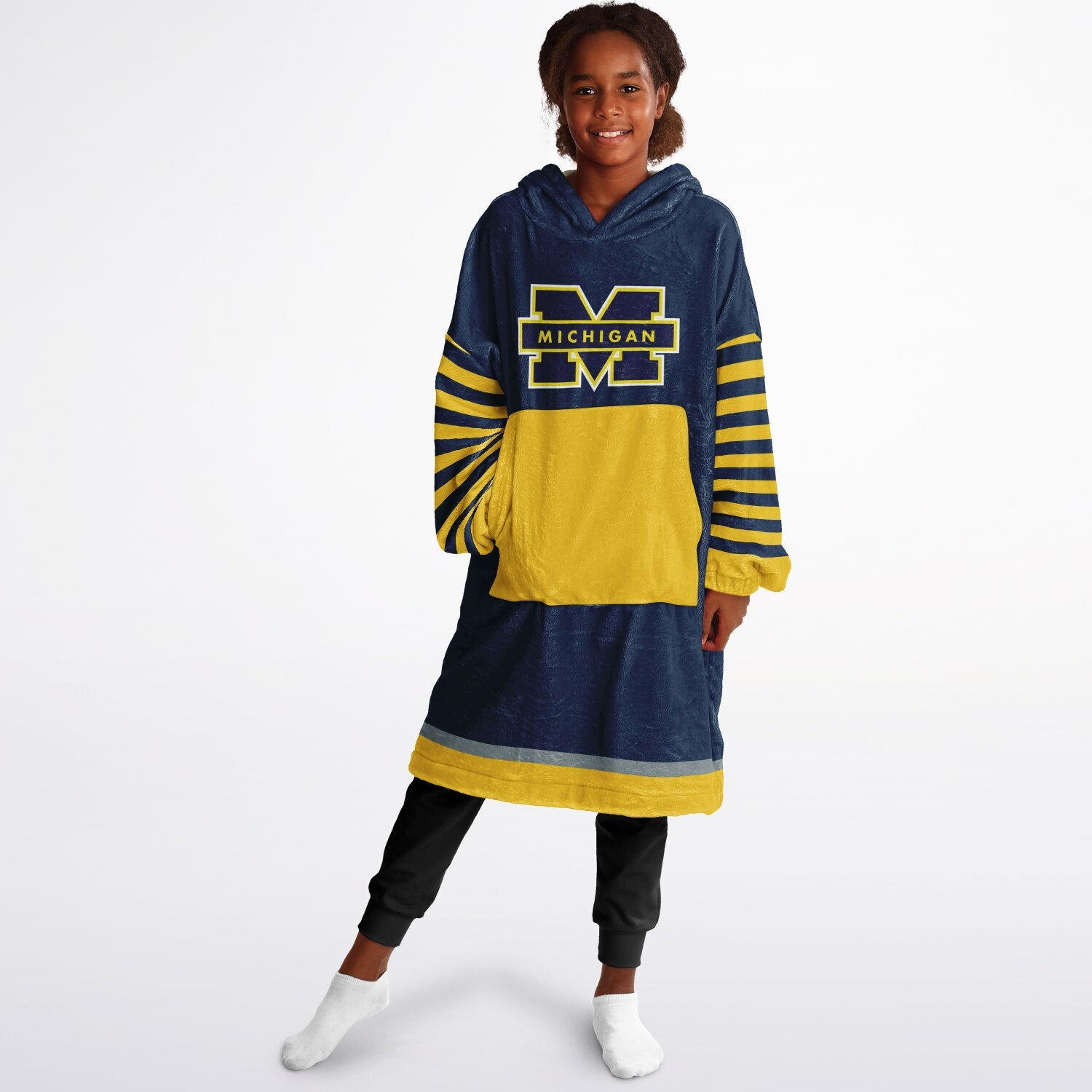 Youth Michigan Blue & Maize Oversize Game Day Lounge Hoodie