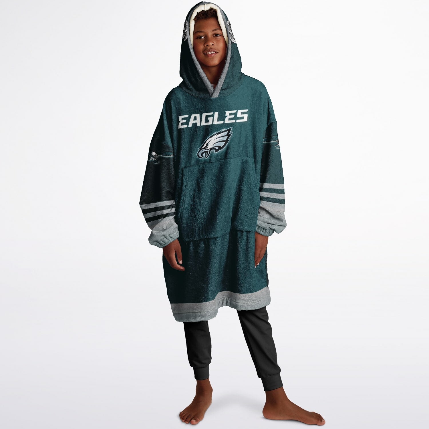 Green Pocket Youth Eagles Green & Black Marble Game Day Lounge Hoodie