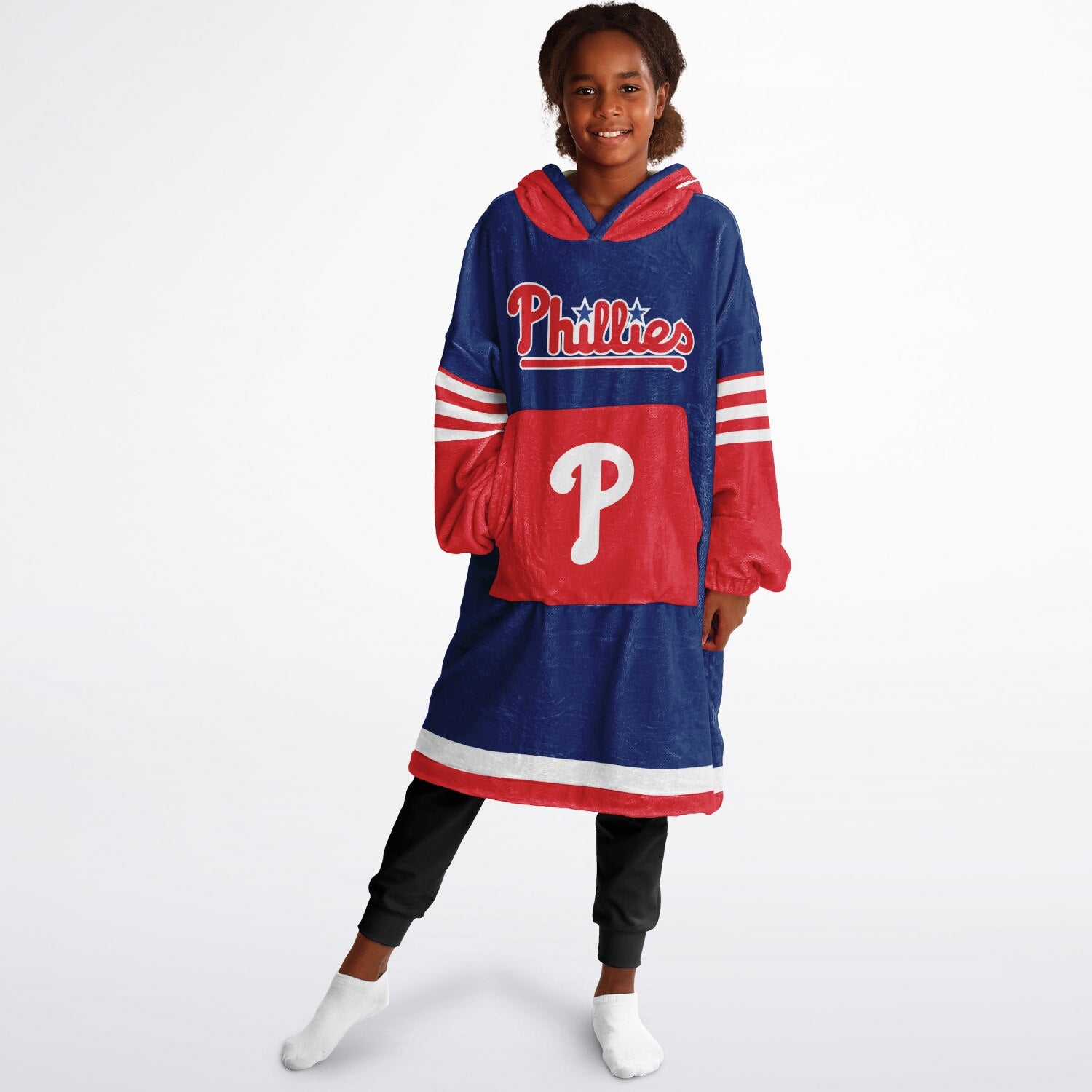 Youth Phillies Blue & Red Cozy Game Day Lounge Hoodie