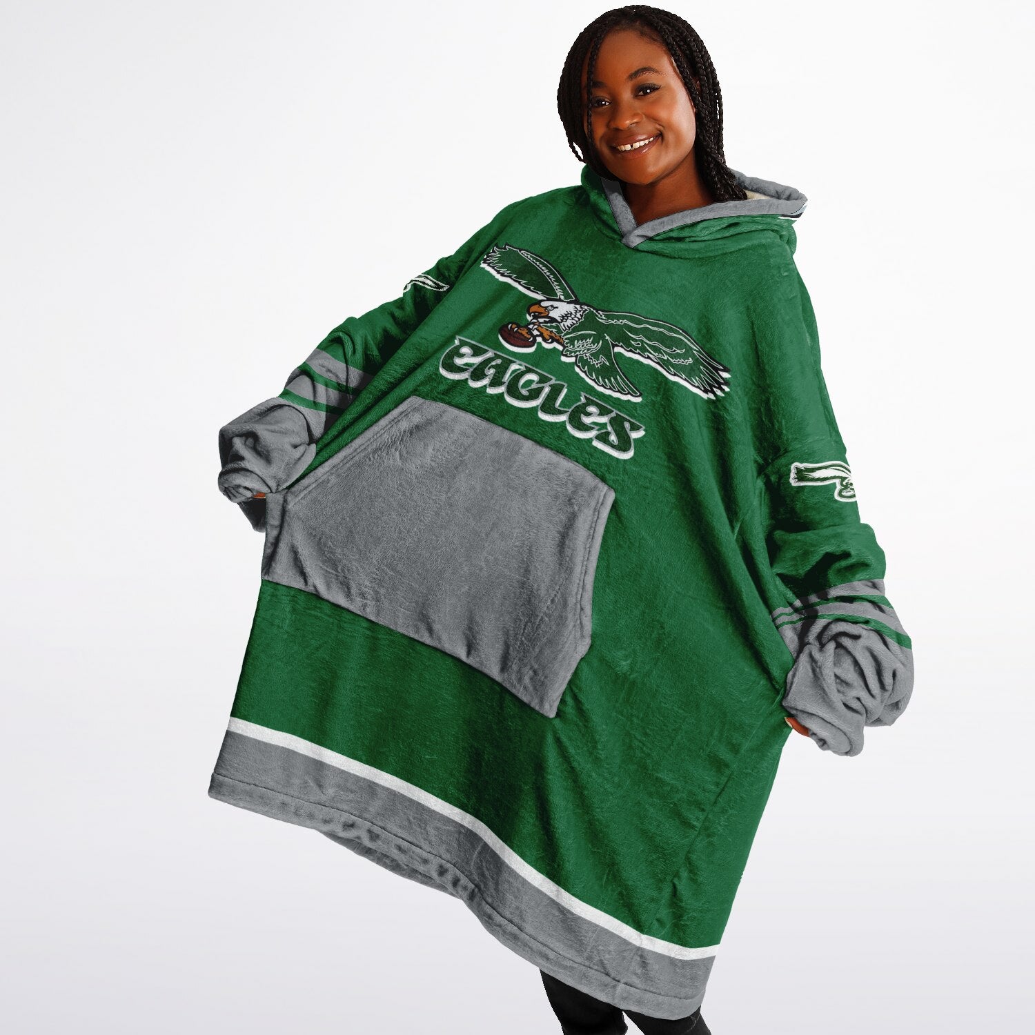 Eagles Retro Green Adult Game Day Lounge Hoodie Old School Look