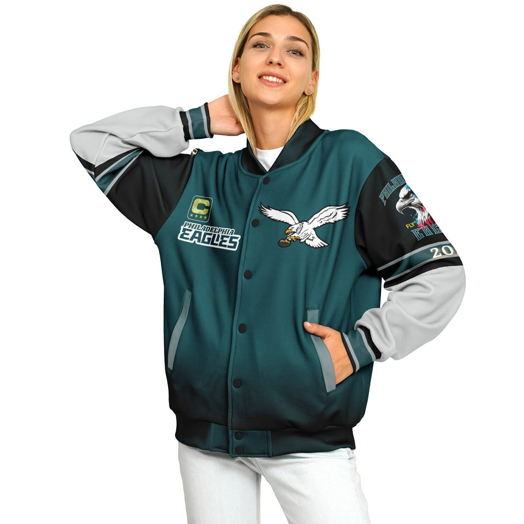 Eagles Super Bowl Edition Midnight Green White Eagle Helmet Varsity Jacket