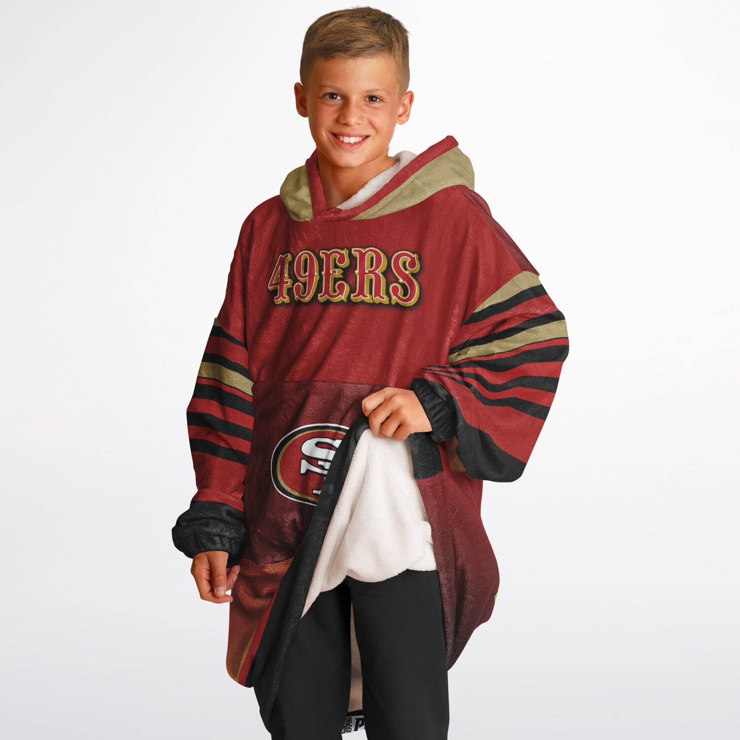 Youth 49ers Red & Black Oversize Game Day Lounge Hoodie