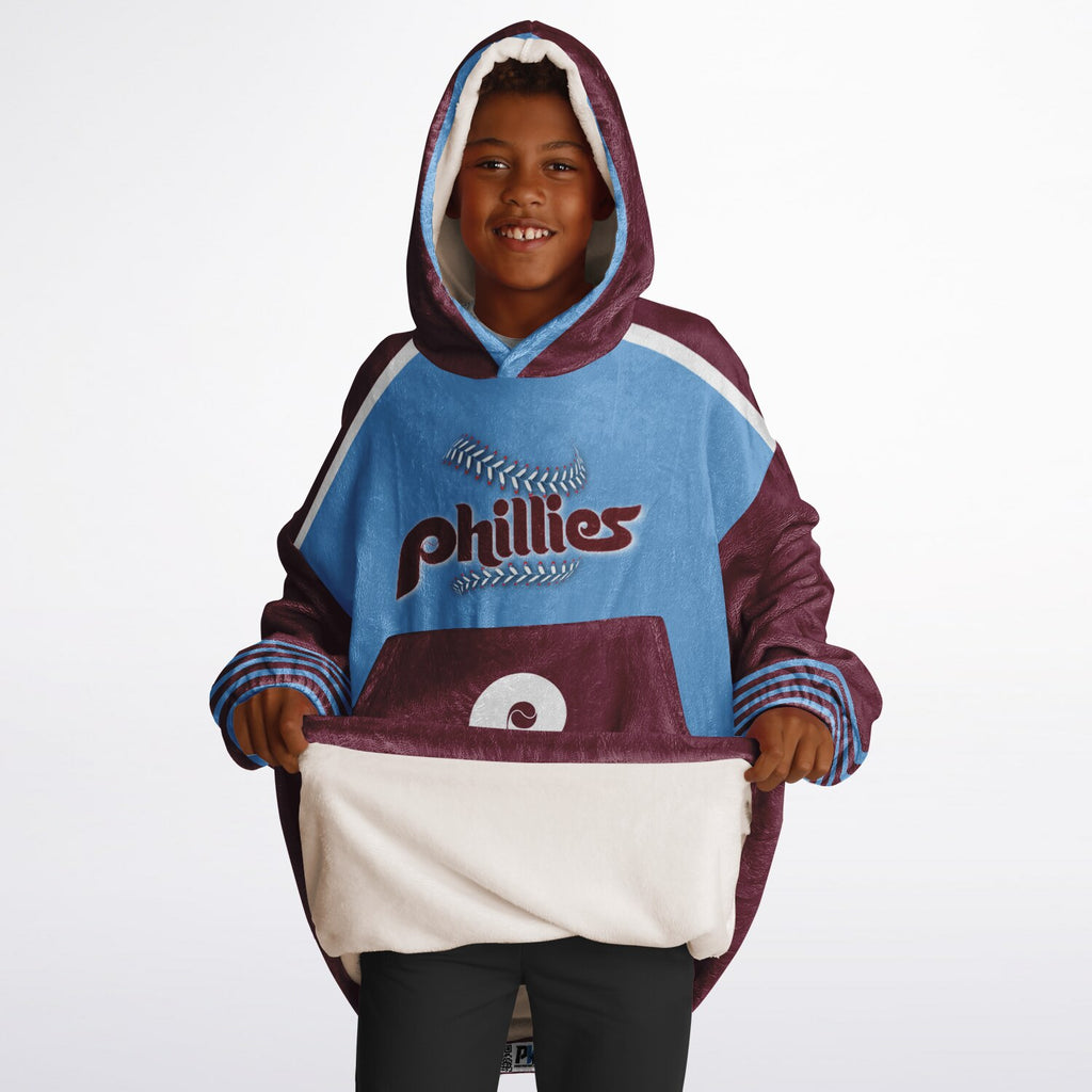 Youth Phillies Retro Light Blue Game Day Lounge Hoodie Great Gift for Young Fans