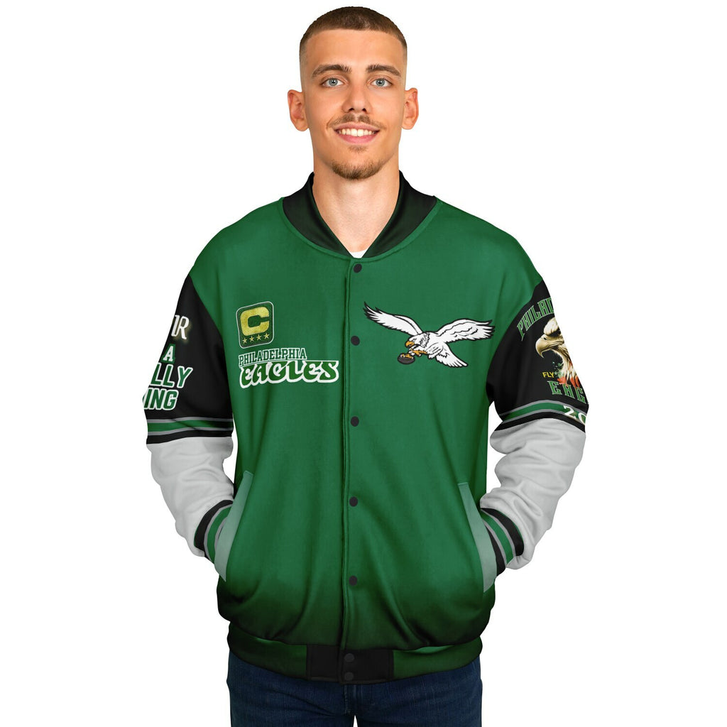 Eagles Super Bowl Edition Kelly Green White Eagle Helmet Varsity Jacket