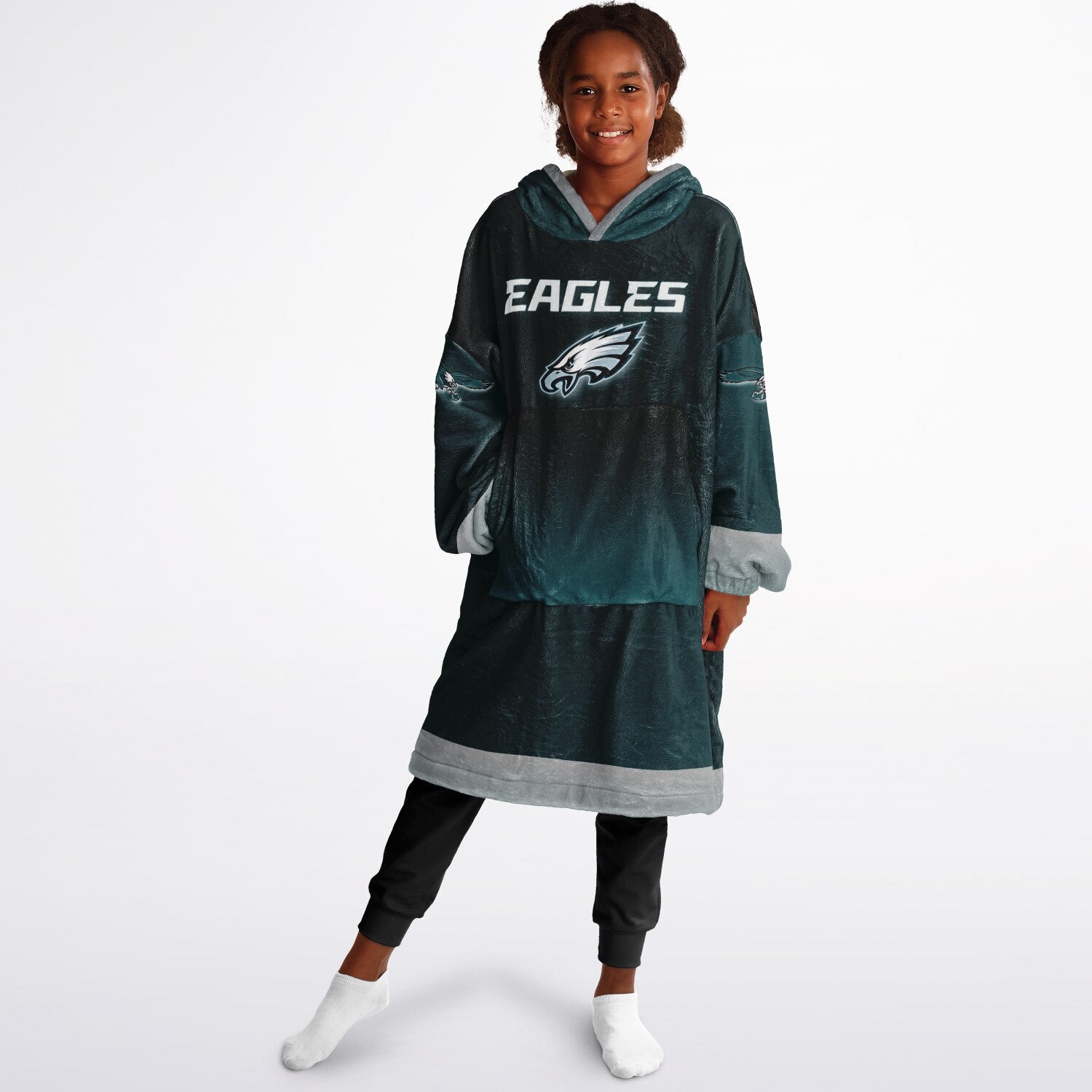 Youth Eagles Green & Black Marble Game Day Lounge Hoodie