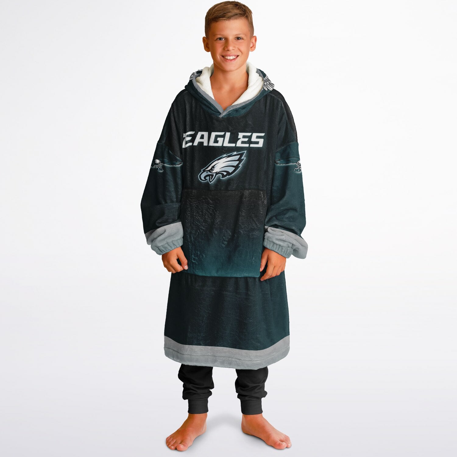 Youth Eagles Green & Black Marble Game Day Lounge Hoodie