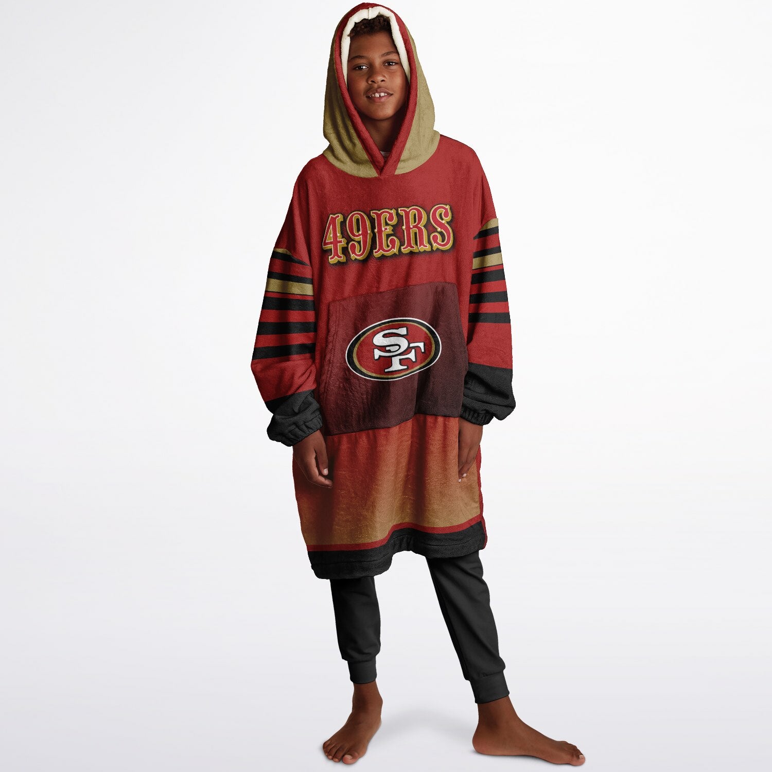 Youth 49ers Red & Black Oversize Game Day Lounge Hoodie