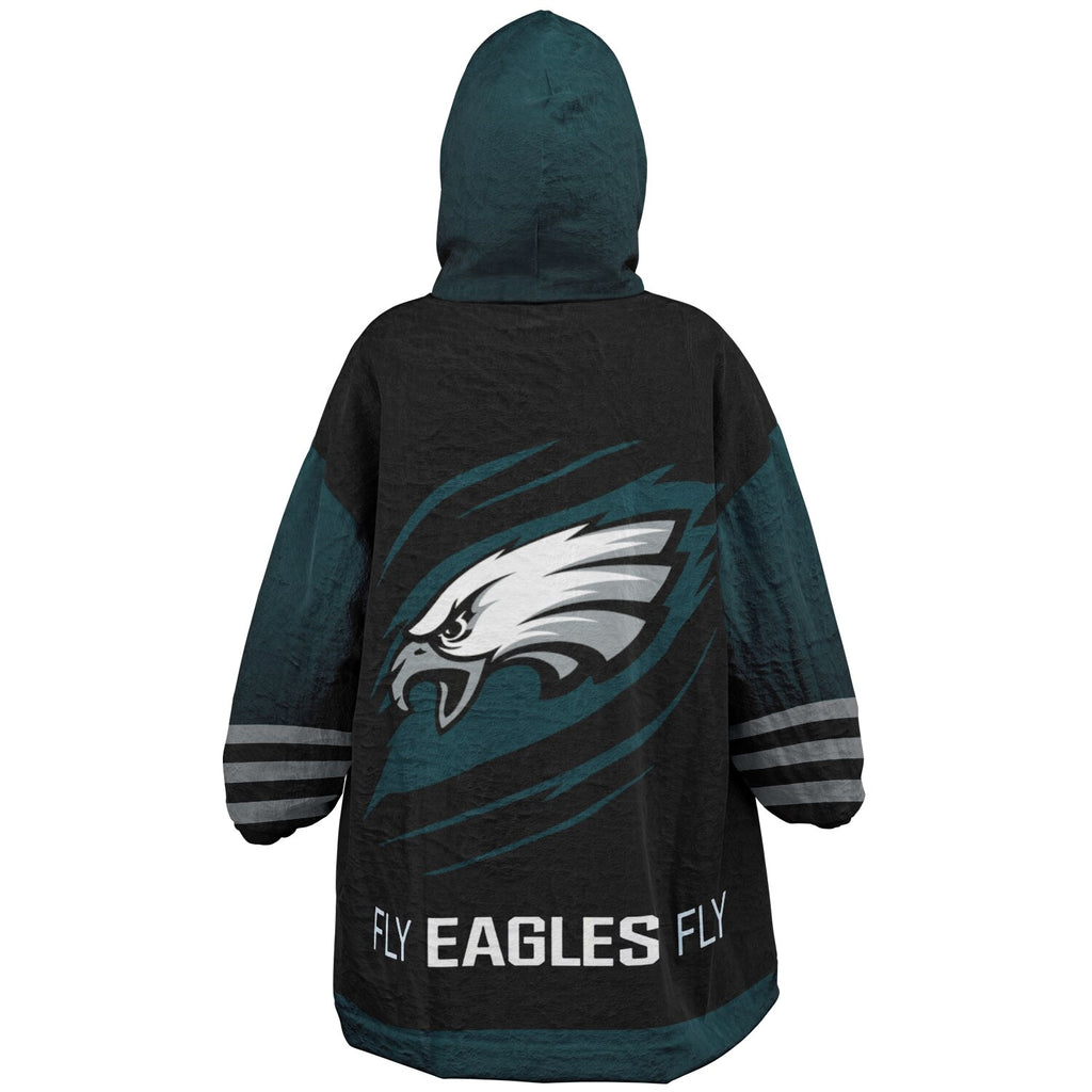 Youth  Eagles Reversible Cozy Cuddle Hoodie Eagles, 2 in 1, Green & Black Hooded Blanket for Young Fans copy