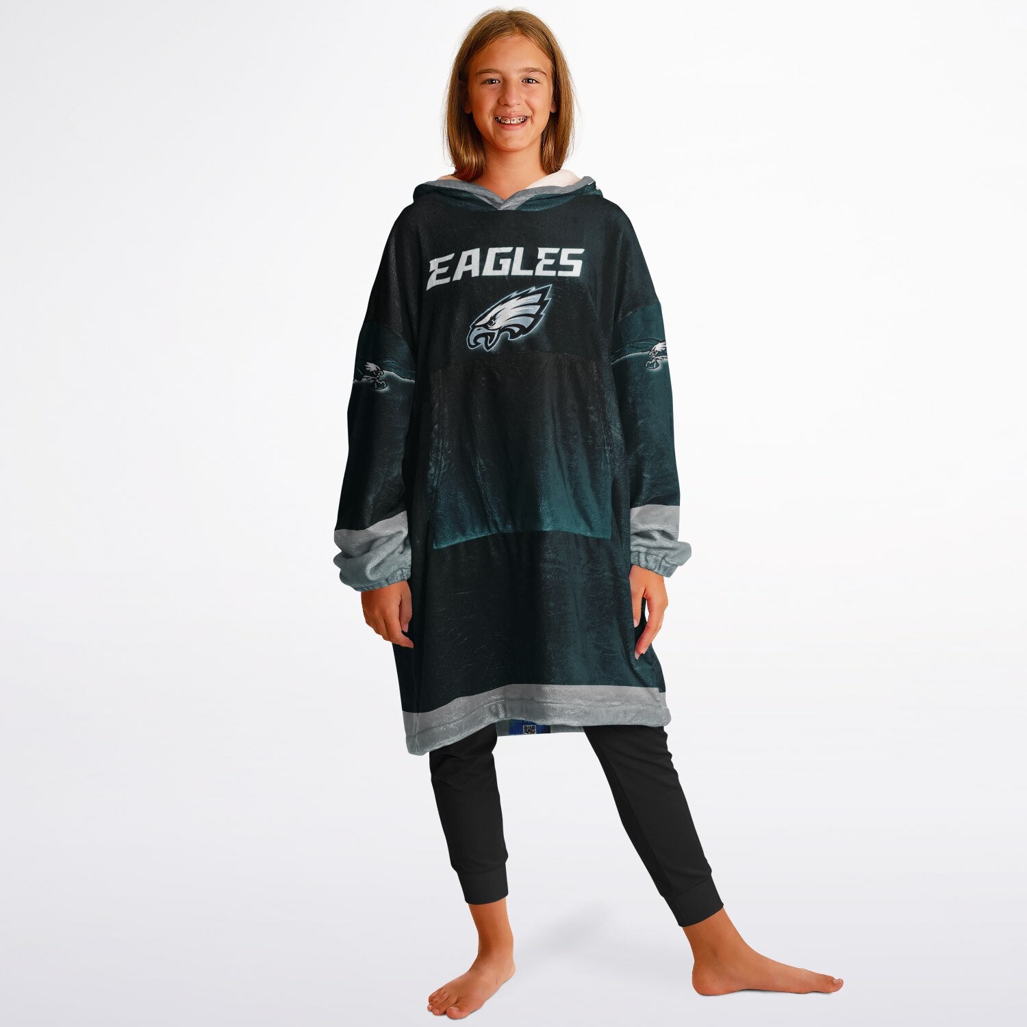 Youth Eagles Green & Black Marble Game Day Lounge Hoodie