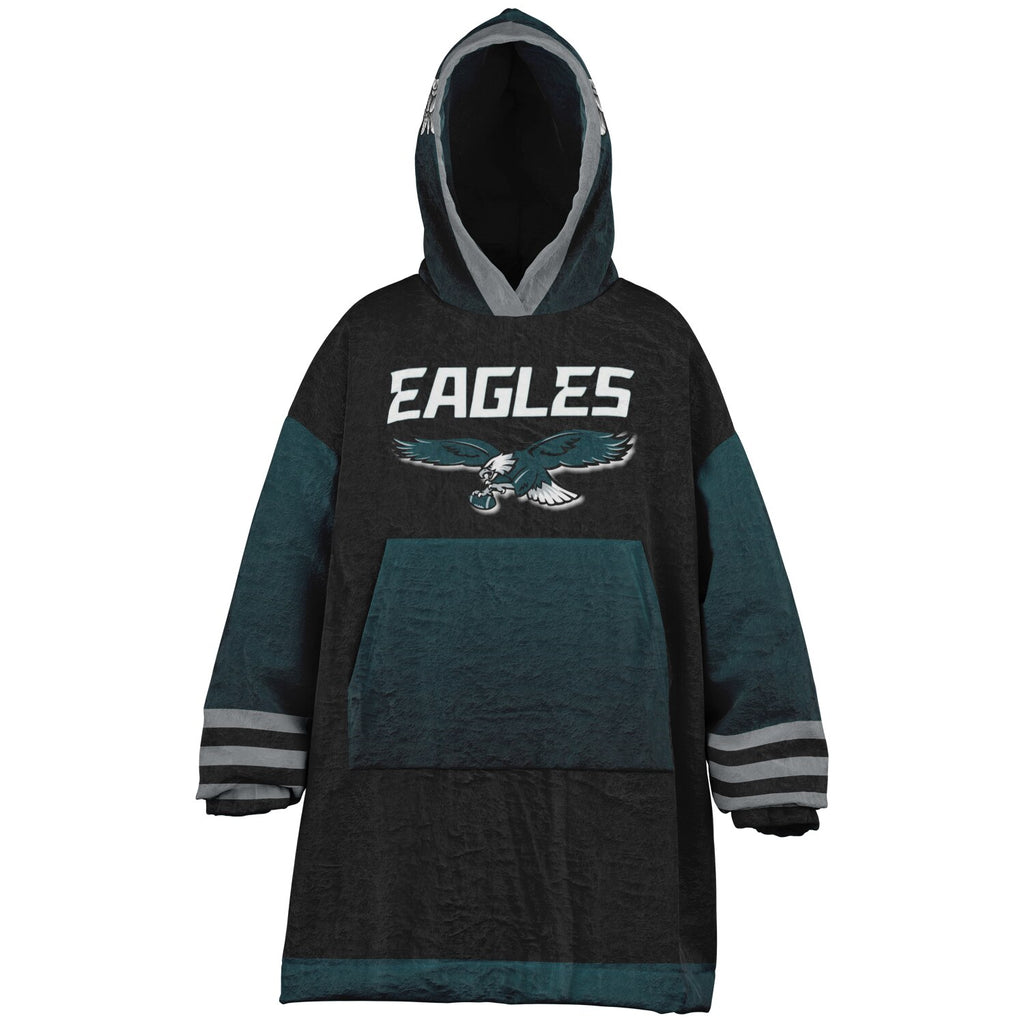 Youth  Eagles Reversible Cozy Cuddle Hoodie Eagles, 2 in 1, Green & Black Hooded Blanket for Young Fans copy