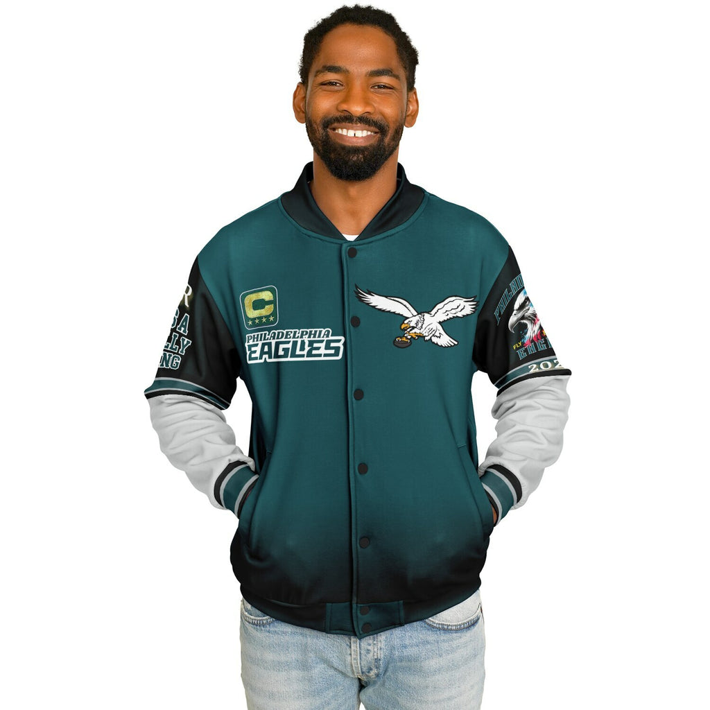 Eagles Super Bowl Edition Midnight Green White Eagle Helmet Varsity Jacket