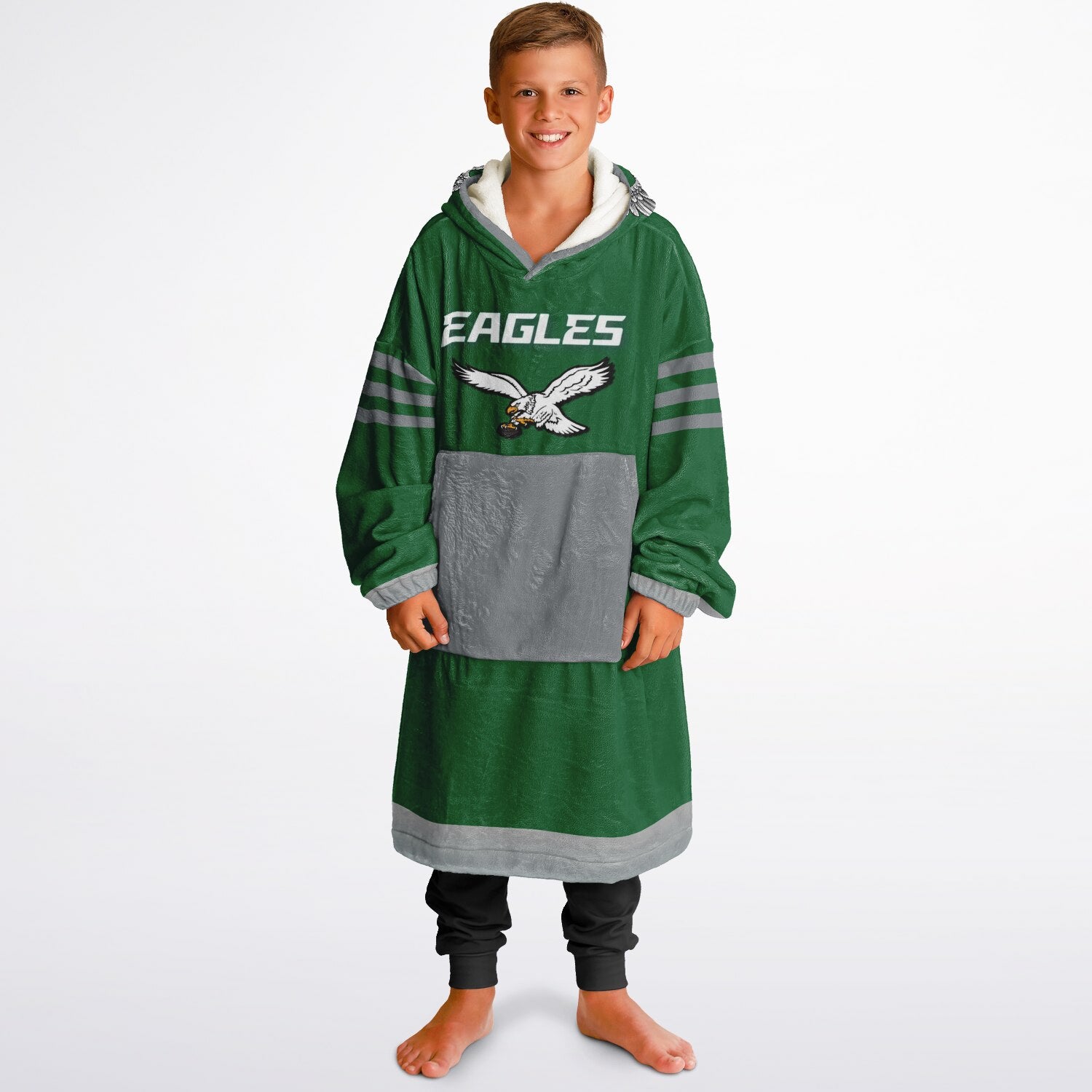Youth Eagles Retro Kelly Green Game Day Lounge Hoodie