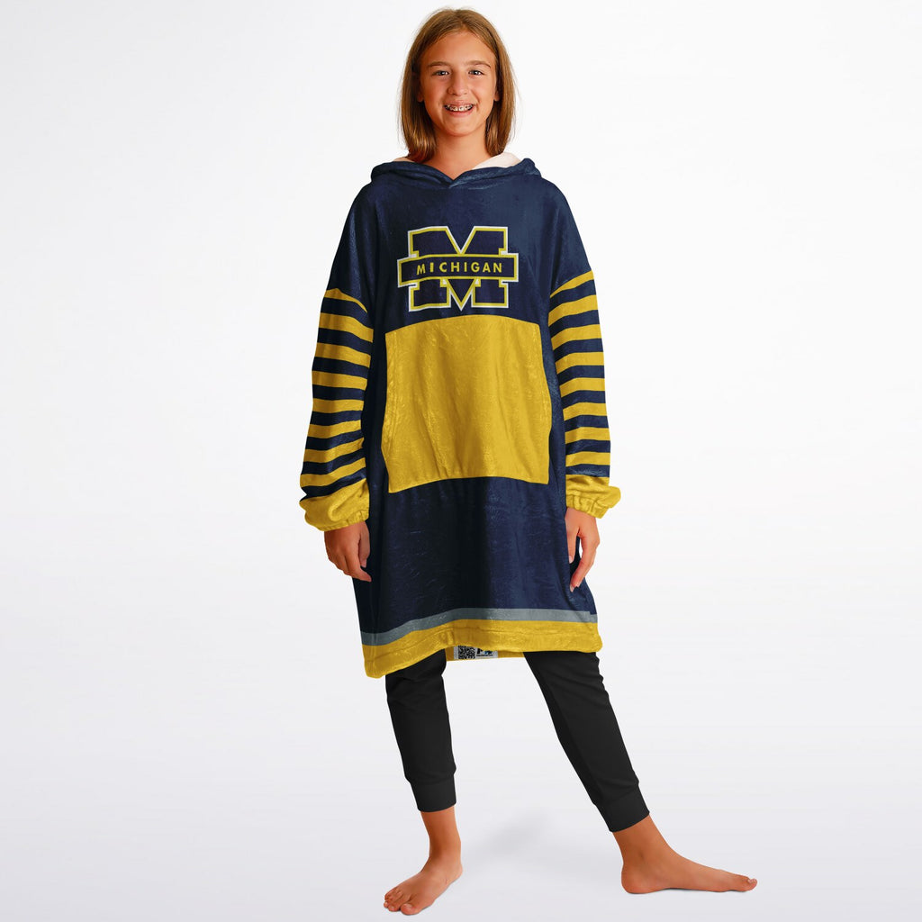 Youth Michigan Blue & Maize Oversize Game Day Lounge Hoodie