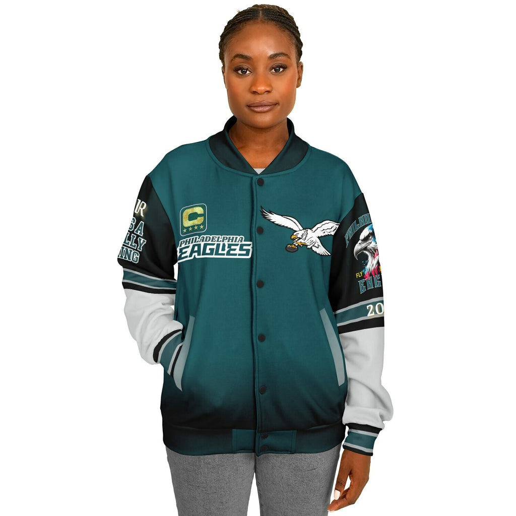 Eagles Super Bowl Edition Midnight Green White Eagle Helmet Varsity Jacket