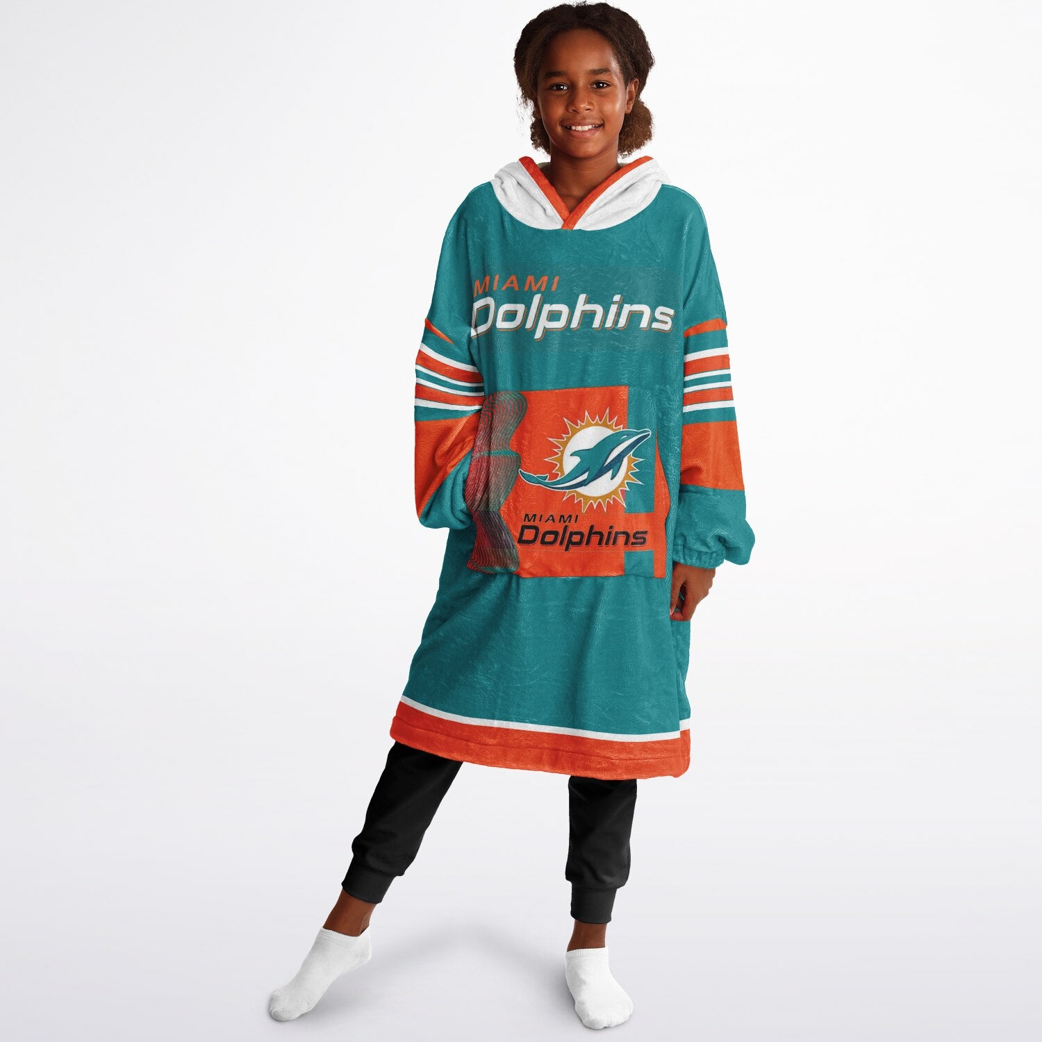 Youth Miami Dolphins Aqua Oversize Game Day Lounge Hoodie