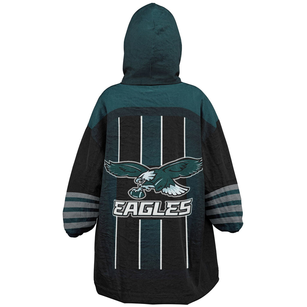 Youth  Eagles Reversible Cozy Cuddle Hoodie Eagles, 2 in 1, Green & Black Hooded Blanket for Young Fans copy