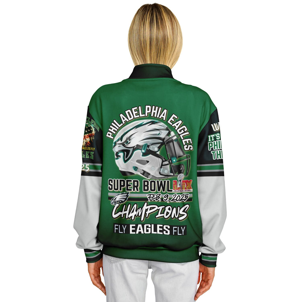 Eagles Super Bowl Edition Kelly Green White Eagle Helmet Varsity Jacket