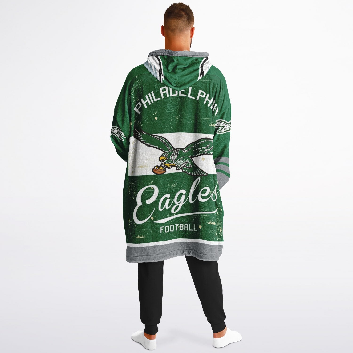 Eagles Retro Green Adult Game Day Lounge Hoodie Old School Look