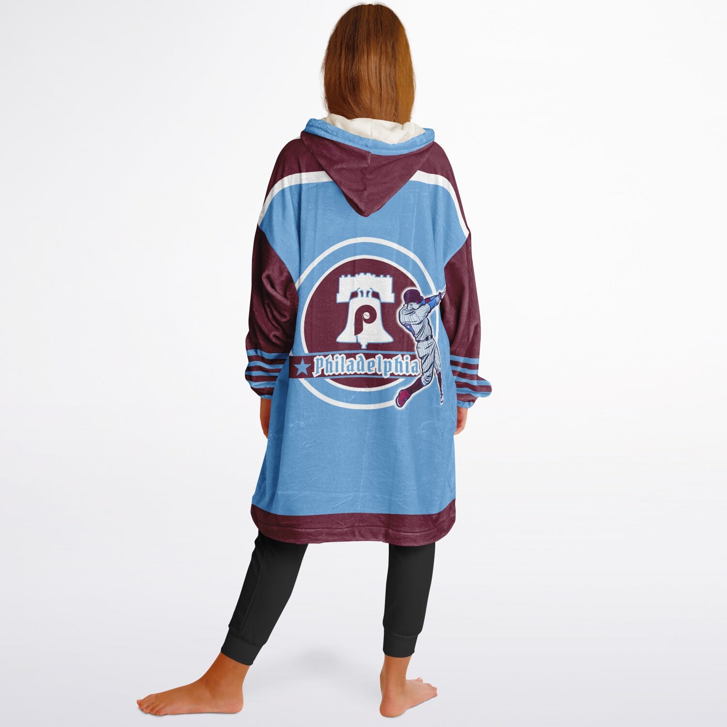 Youth Phillies Retro Light Blue Game Day Lounge Hoodie Great Gift for Young Fans