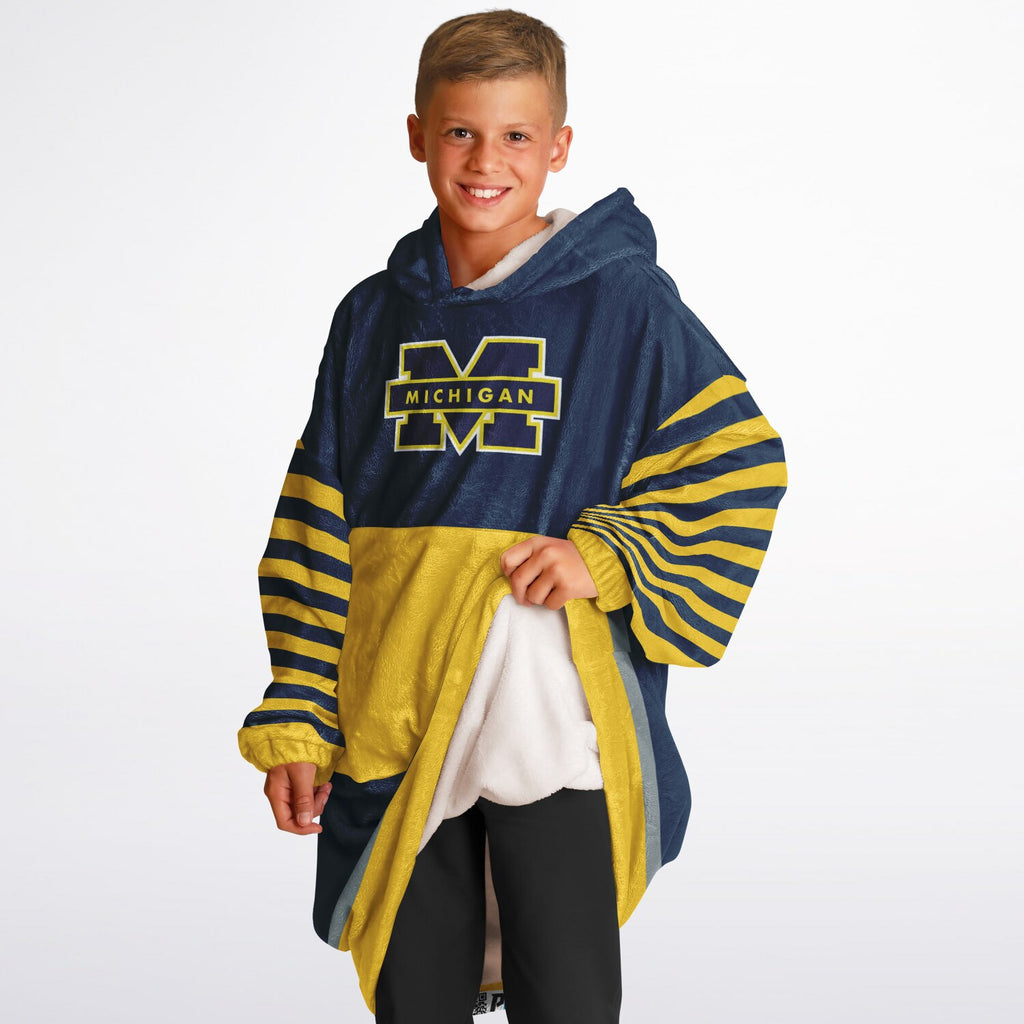 Youth Michigan Blue & Maize Oversize Game Day Lounge Hoodie