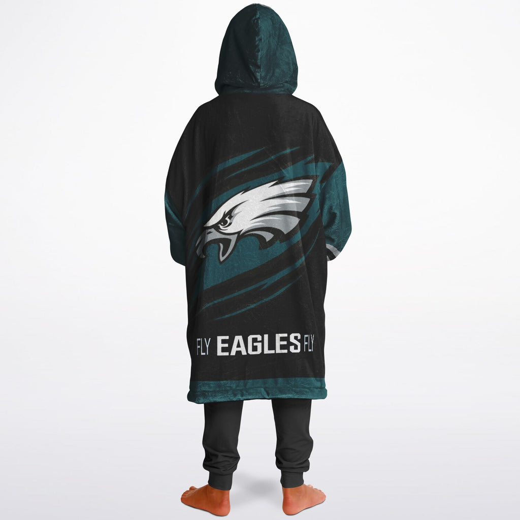Youth  Eagles Reversible Cozy Cuddle Hoodie Eagles, 2 in 1, Green & Black Hooded Blanket for Young Fans copy