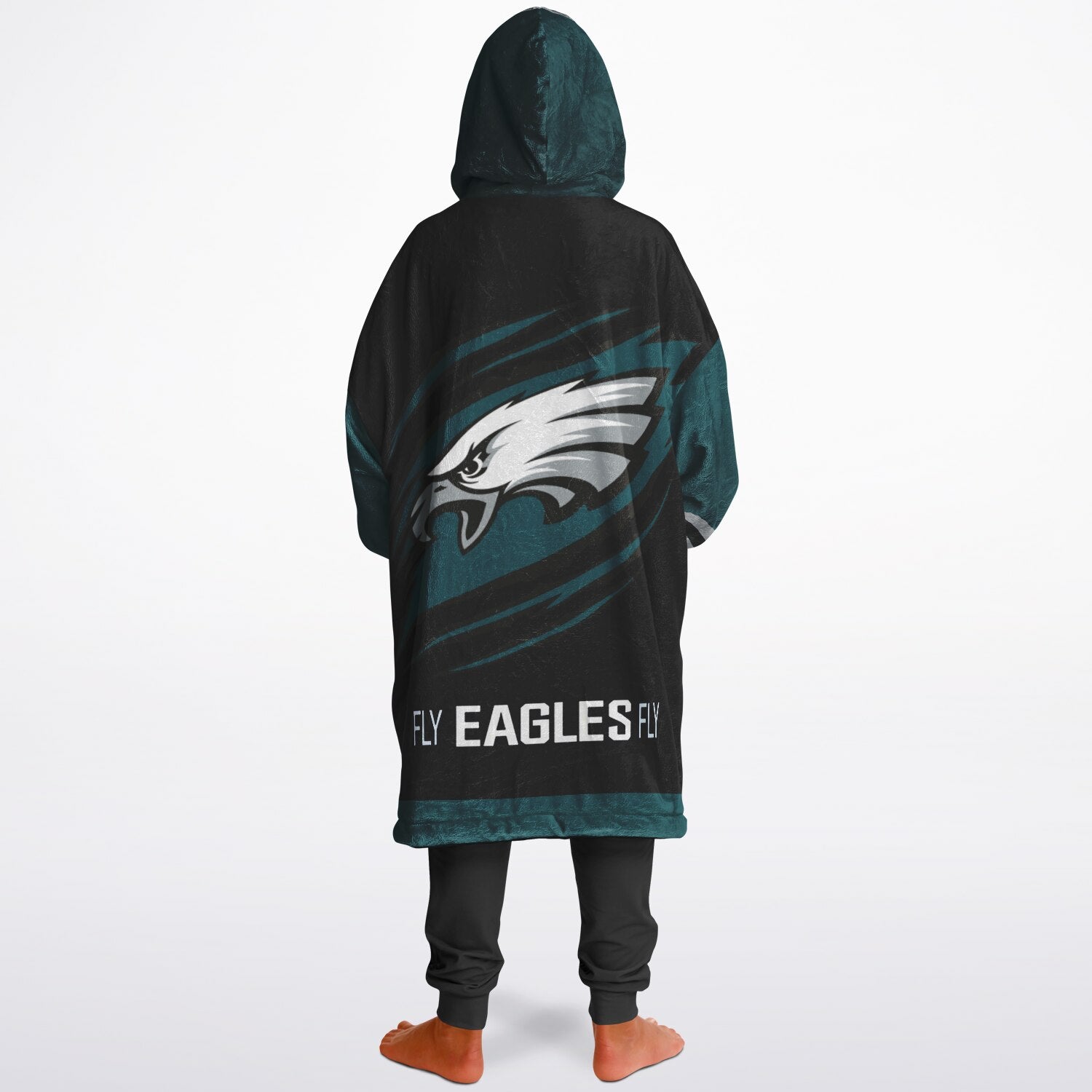 Youth  Eagles Reversible Cozy Cuddle Hoodie Eagles, 2 in 1, Green & Black Hooded Blanket for Young Fans copy