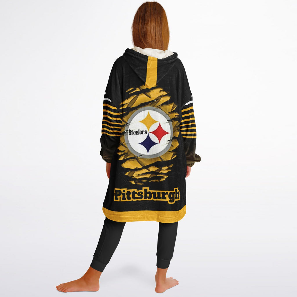 Youth Pittsburgh Steelers  Black Oversize Game Day Lounge Hoodie