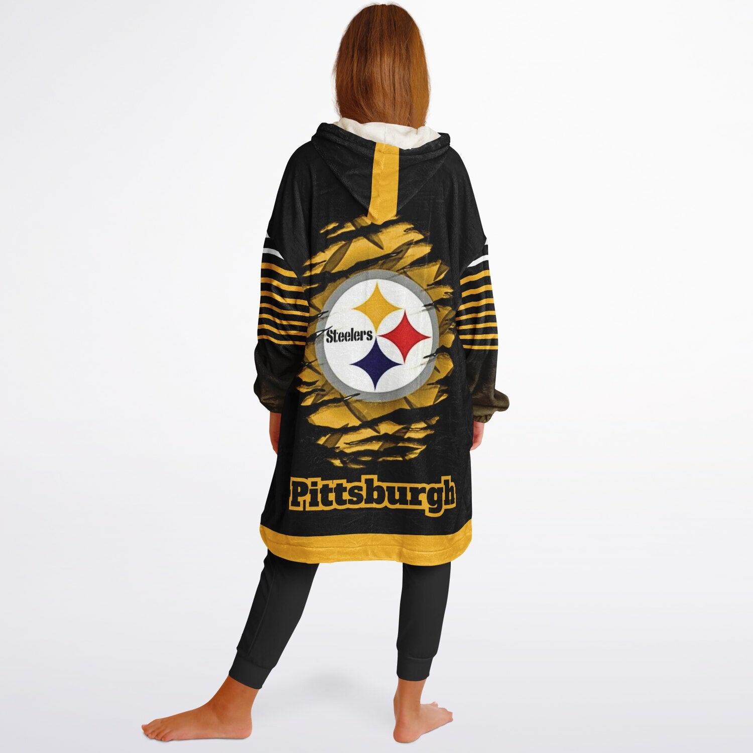 Youth Pittsburgh Steelers  Black Oversize Game Day Lounge Hoodie
