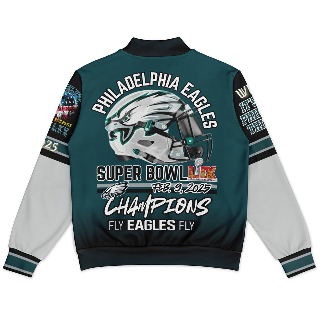 Eagles Super Bowl Edition Midnight Green White Eagle Helmet Varsity Jacket