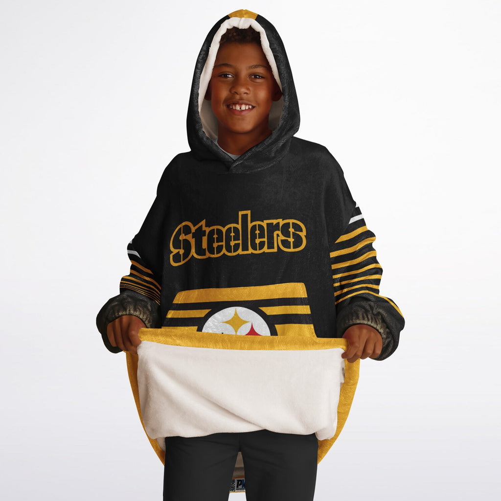Youth Pittsburgh Steelers  Black Oversize Game Day Lounge Hoodie