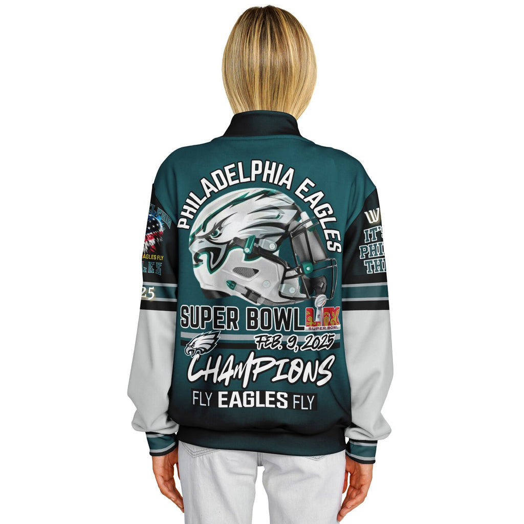 Eagles Super Bowl Edition Midnight Green White Eagle Helmet Varsity Jacket
