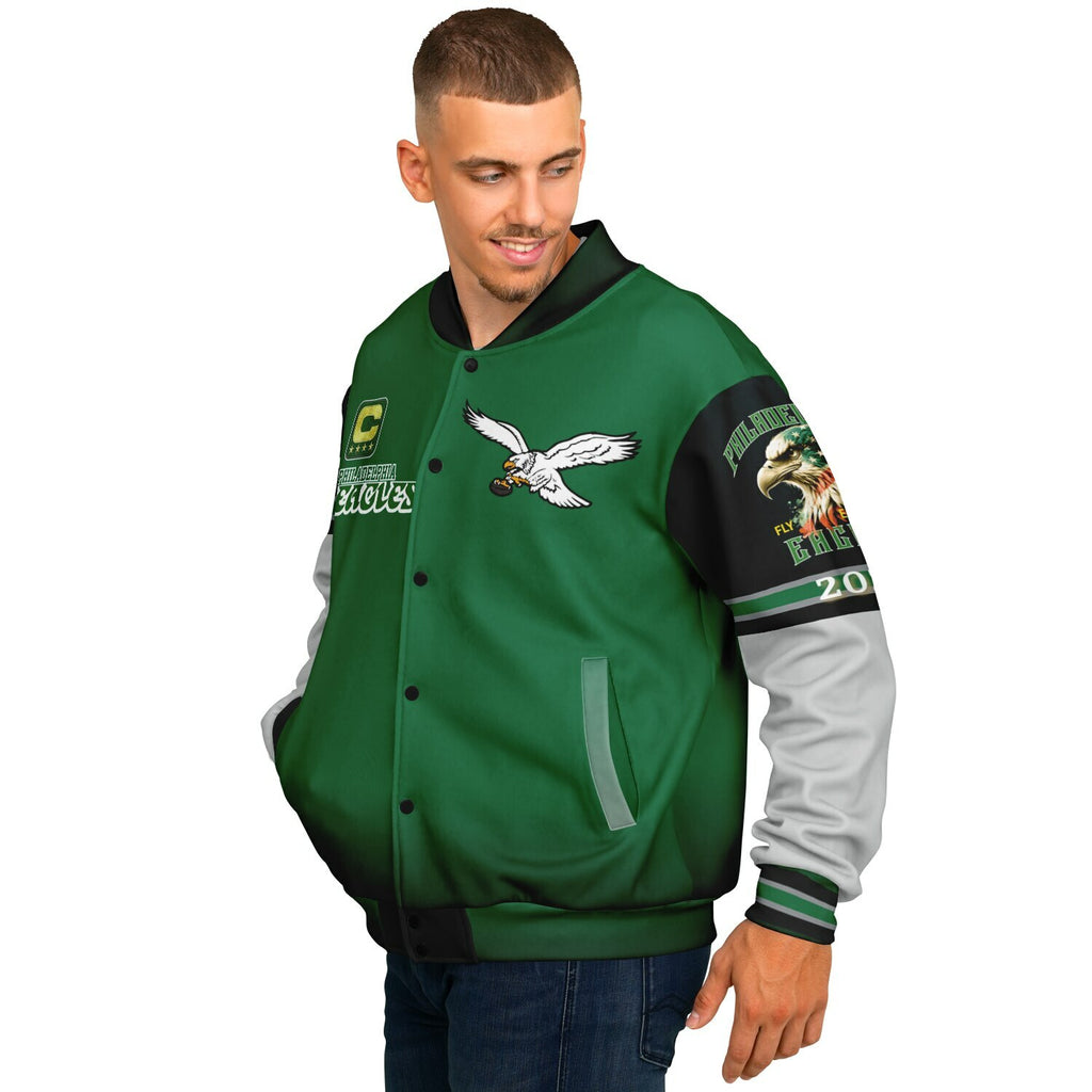 Eagles Super Bowl Edition Kelly Green White Eagle Helmet Varsity Jacket