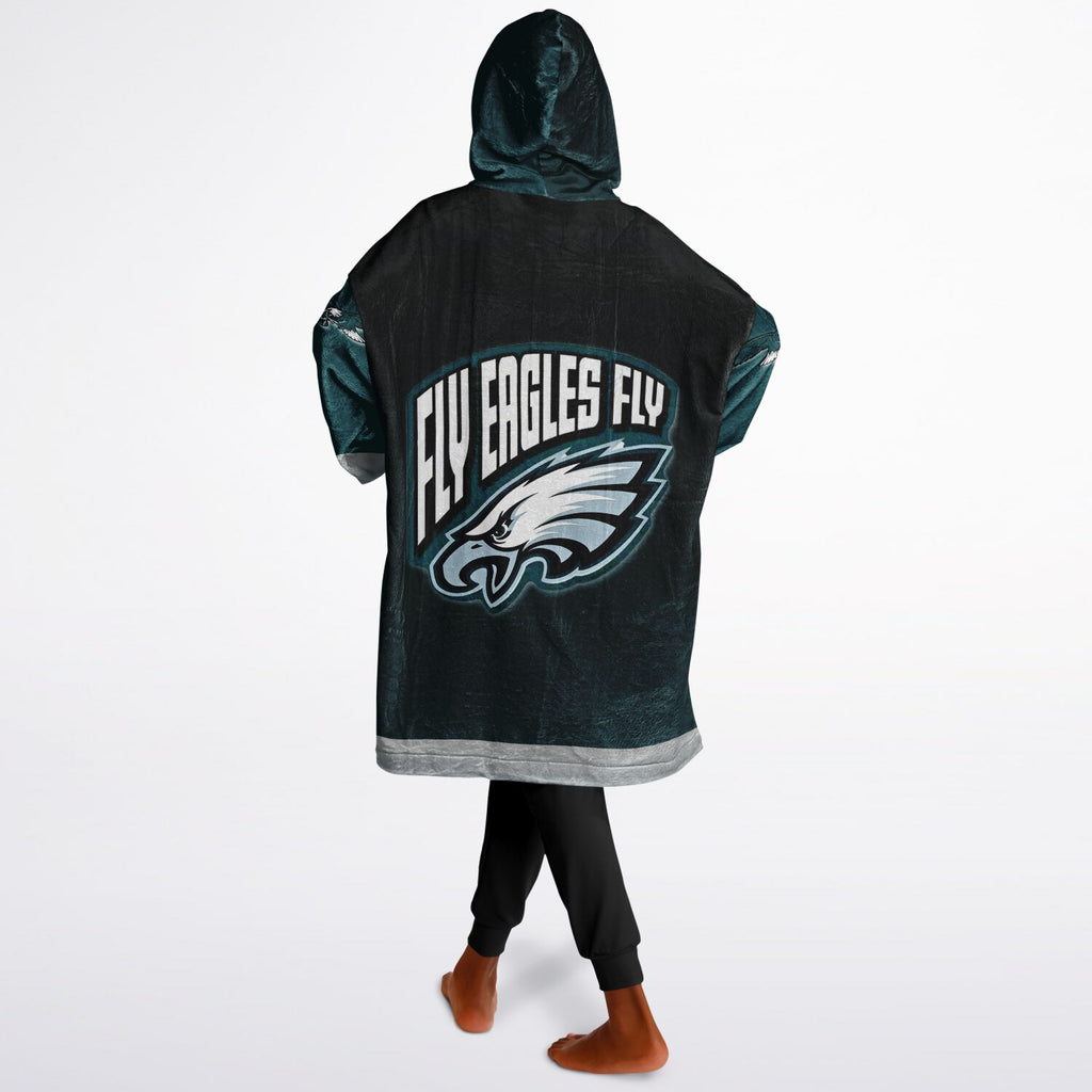 Youth Eagles  Black & Green Sleeves Design Cuddle Hoodie Great Gift for Young Fans copy